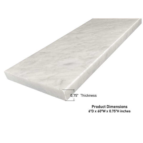 TENEDOS Carrara 6" x 60" Marble Threshold (Marble Saddle) Floor Use